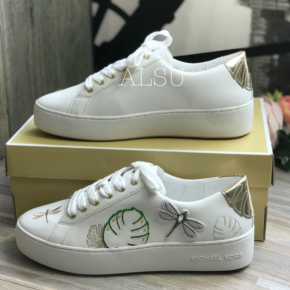 Michael Kors Poppy Lace Up Napa Optic Pale Gold W - Picture 5 of 8